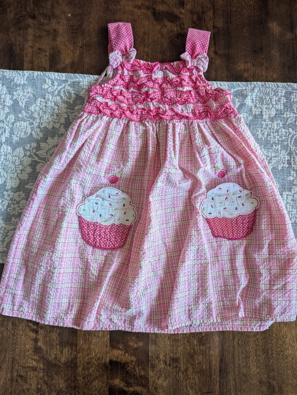 Pink Cupcake Appliqué Sundress/ Size 5 Girls